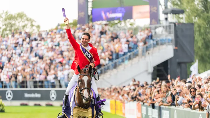 Steve Guerdat [SUI] and Dynamix de Belheme-gold medal winners-FEI Jumping World Championship-Individual Final, Aachen, Germany, 23rd of August 2026. PC (C) FEI/Łukasz Kowalski